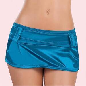 Vintage Y2K Espiral Deadstock Turquoise Metallic Micro Mini Skirt - Size S/M